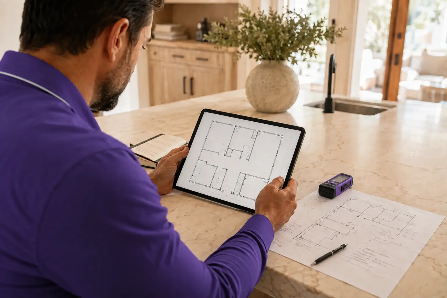 Digital floor plan and blueprint documentation for a water loss