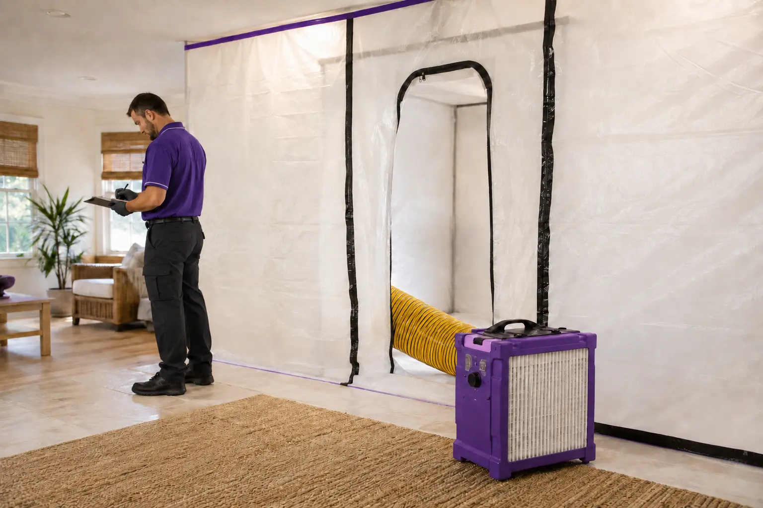 HEPA filtration and controlled negative air equipment